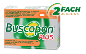 Buscopan® plus Paracetamol 10 mg/ 500 mg Filmtabletten, 20 Stk.