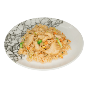 Eierreis mit Hühnerfleisch