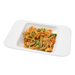 Knoblauchsoße Garnelen mit Gemüse