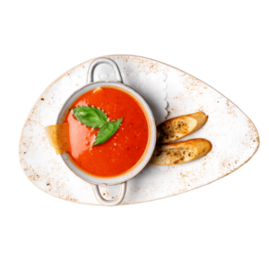 Zuppa di Pomodoro con crostini e crema burrata