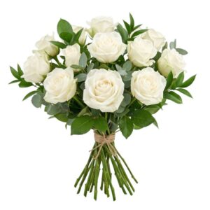 Weißer langstieliger Rosenstrauß
